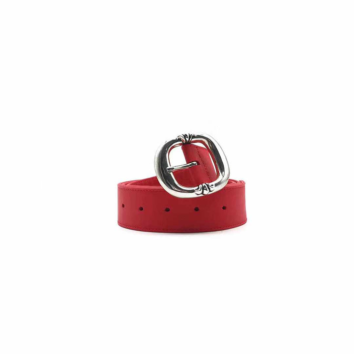 Chrome Hearts Red Gunslinger Belt with Silver Buckle