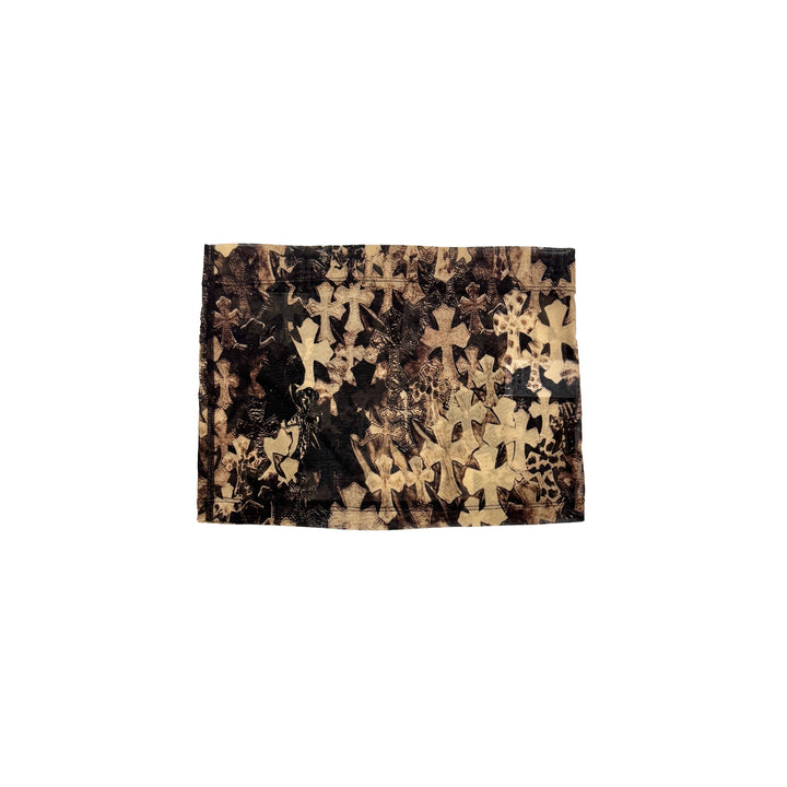Chrome Hearts All Over Cross Print Mesh Mini Skirt