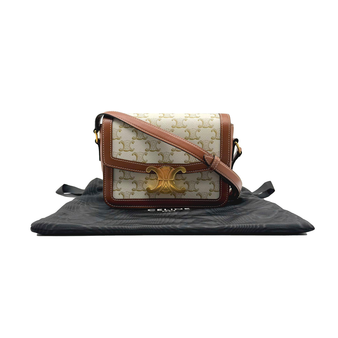CELINE Teen Triomphe Canvas and Calfskin Shoulder Bag - SHENGLI ROAD MARKET