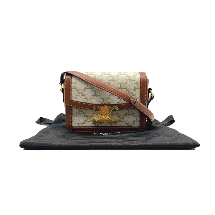 CELINE Teen Triomphe Canvas and Calfskin Shoulder Bag - SHENGLI ROAD MARKET