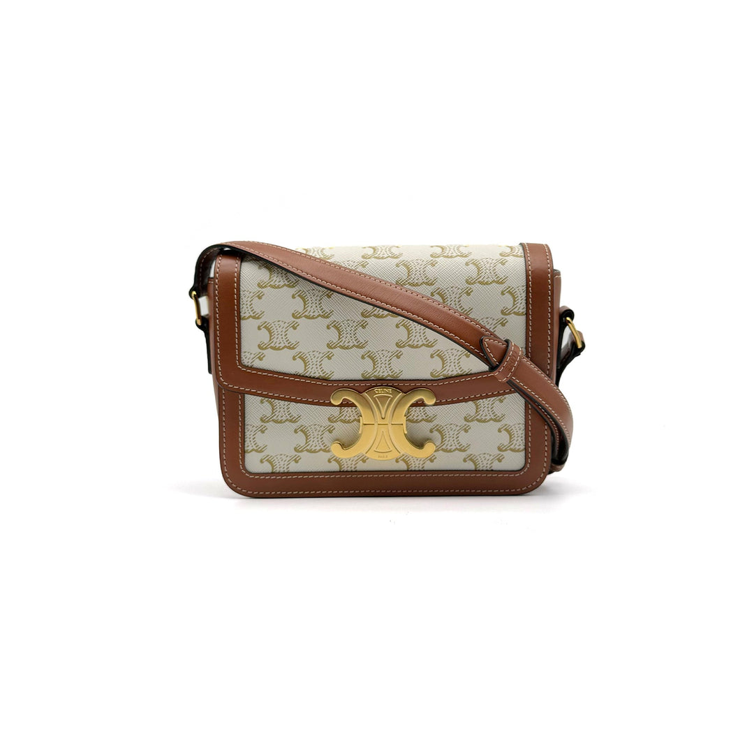 CELINE Teen Triomphe Canvas and Calfskin Shoulder Bag - SHENGLI ROAD MARKET