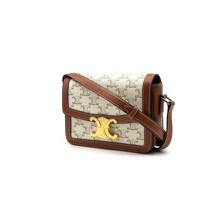 CELINE Teen Triomphe Canvas and Calfskin Shoulder Bag - SHENGLI ROAD MARKET