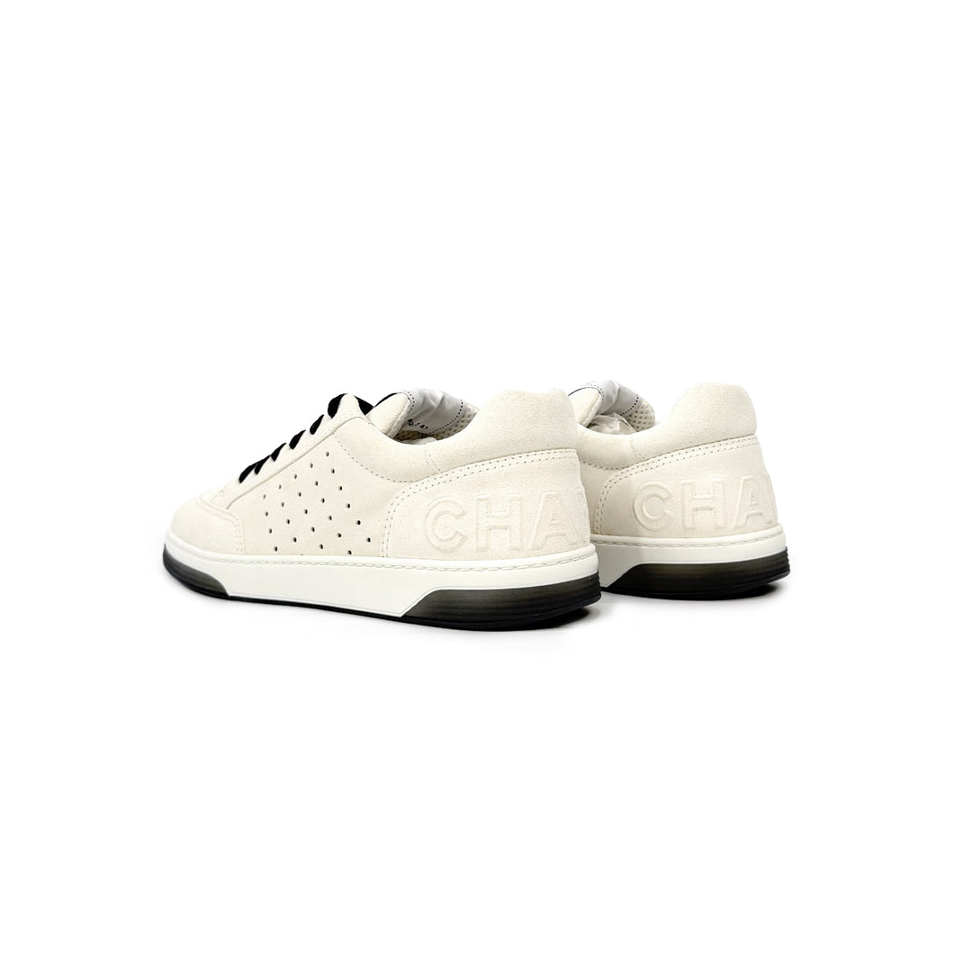 Chanel 22A White & Black Suede Sneakers - SHENGLI ROAD MARKET