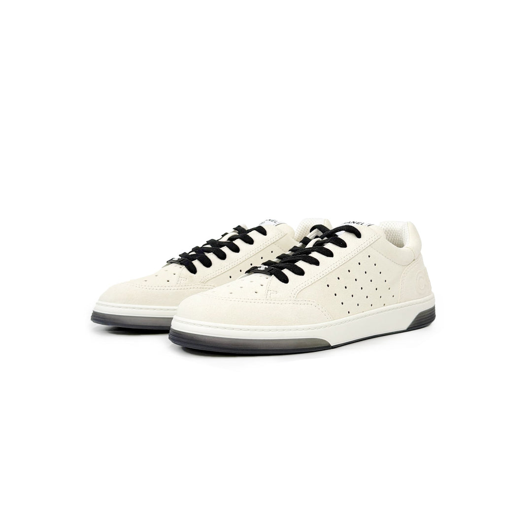 Chanel 22A White & Black Suede Sneakers - SHENGLI ROAD MARKET