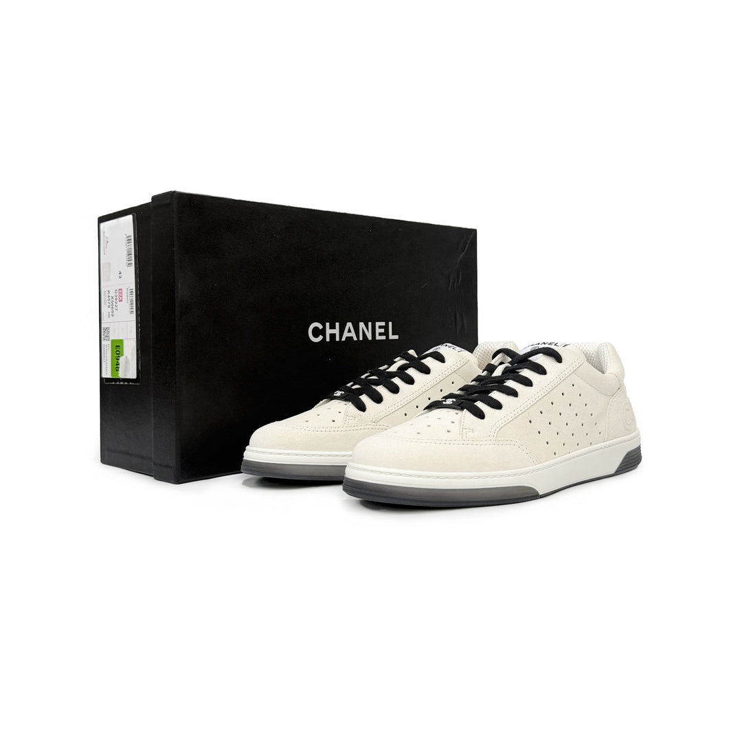 Chanel 22A White & Black Suede Sneakers - SHENGLI ROAD MARKET