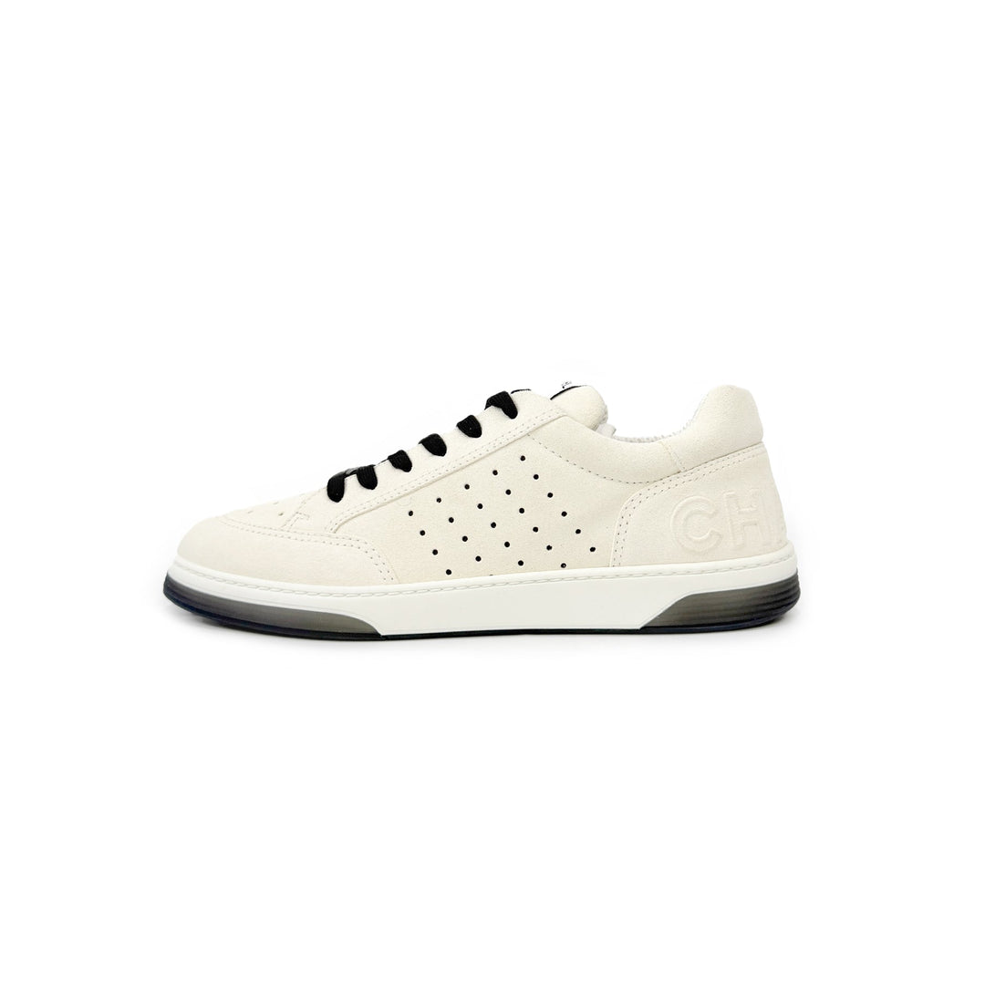 Chanel 22A White & Black Suede Sneakers - SHENGLI ROAD MARKET