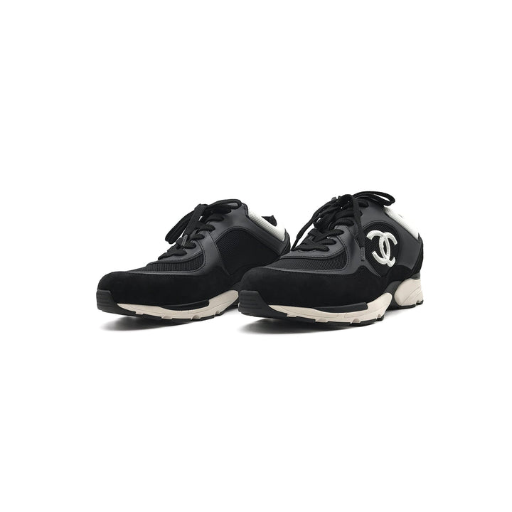 Chanel 22S Mesh Suede Calfskin CC Black Sneakers - SHENGLI ROAD MARKET