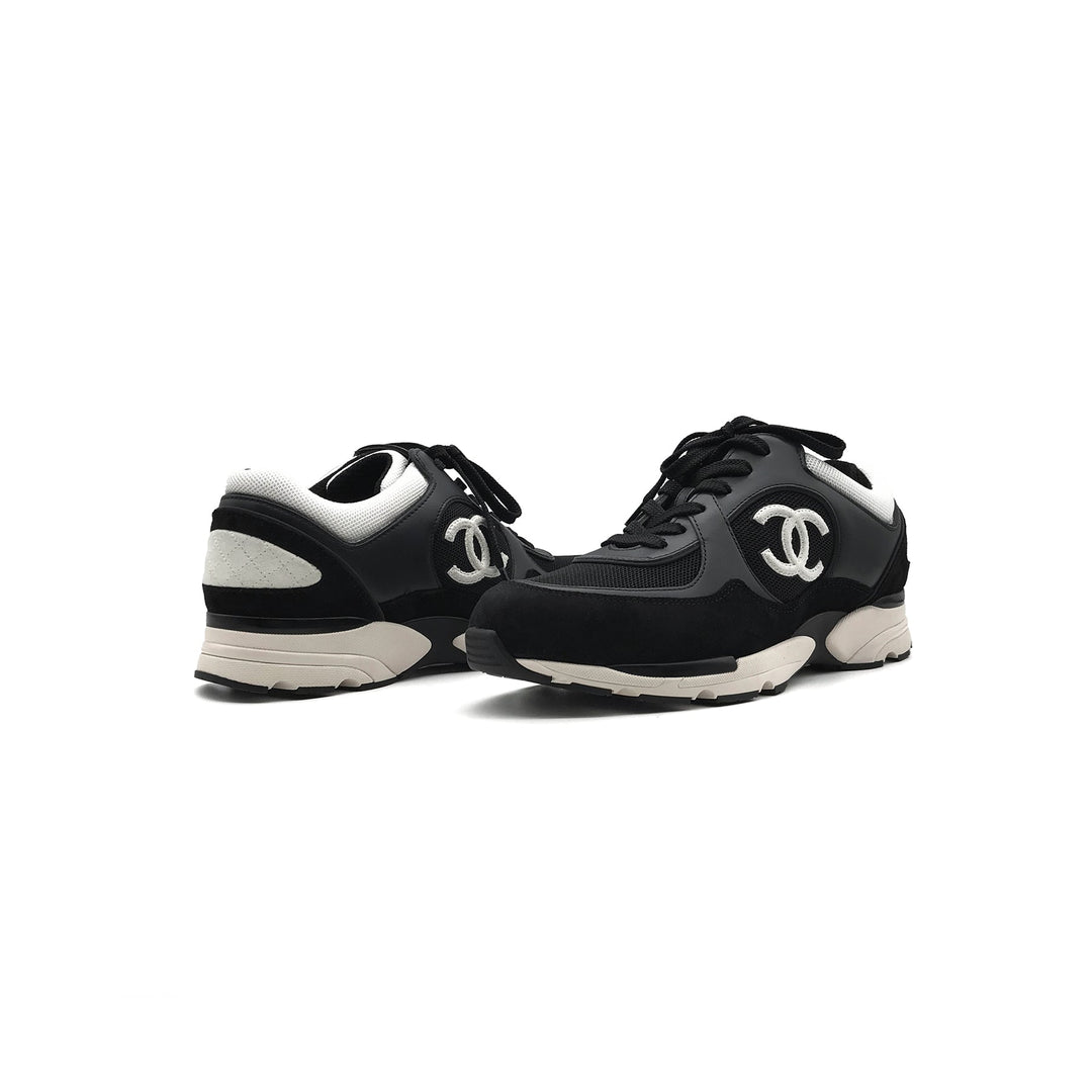 Chanel 22S Mesh Suede Calfskin CC Black Sneakers - SHENGLI ROAD MARKET