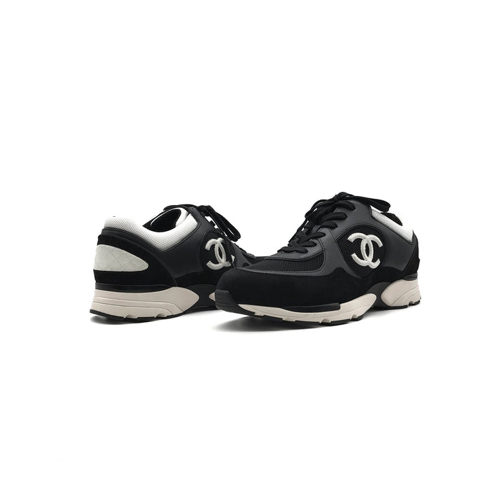 Chanel 22S Mesh Suede Calfskin CC Black Sneakers - SHENGLI ROAD MARKET