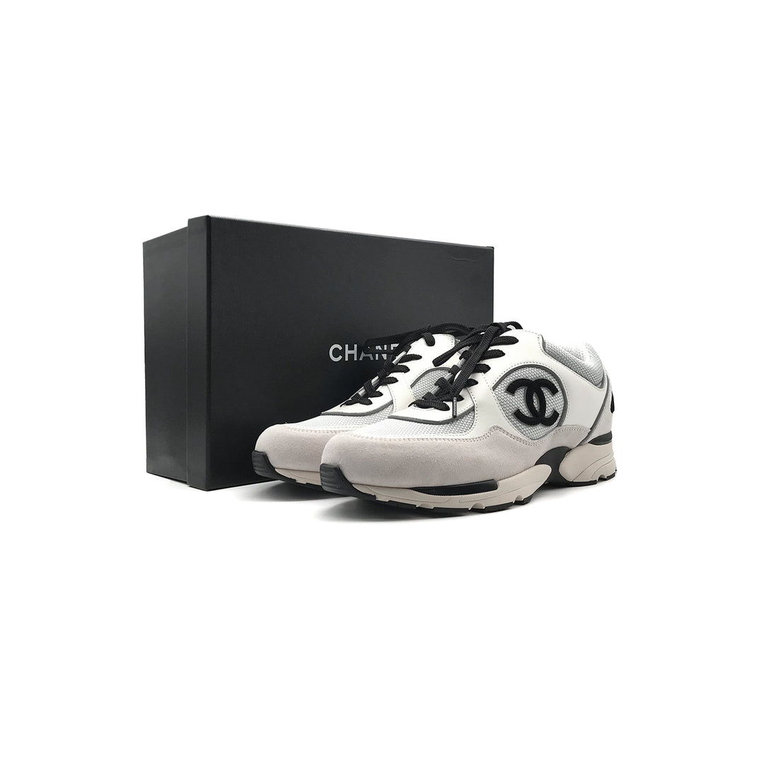 Chanel 22S Mesh Suede Calfskin CC White Sneakers - SHENGLI ROAD MARKET