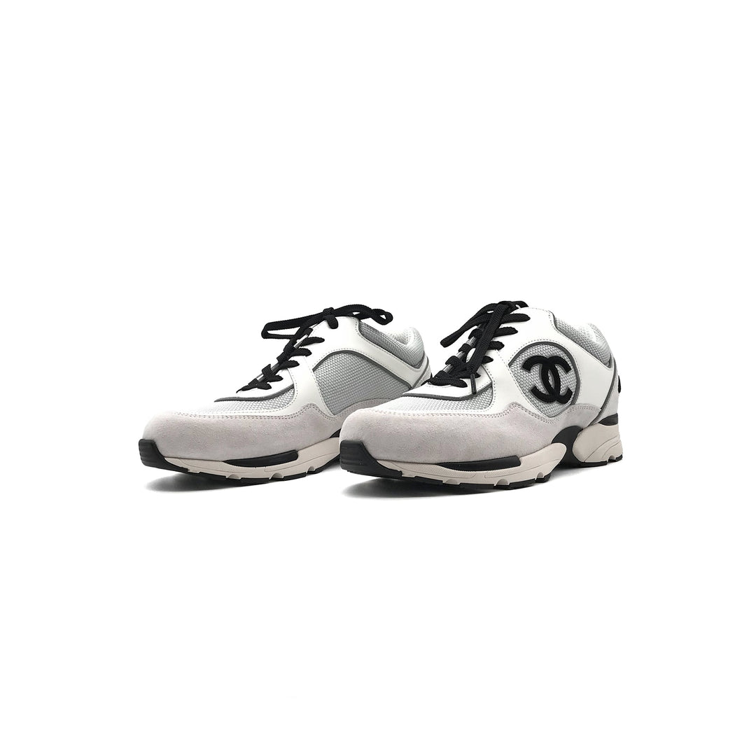 Chanel 22S Mesh Suede Calfskin CC White Sneakers - SHENGLI ROAD MARKET