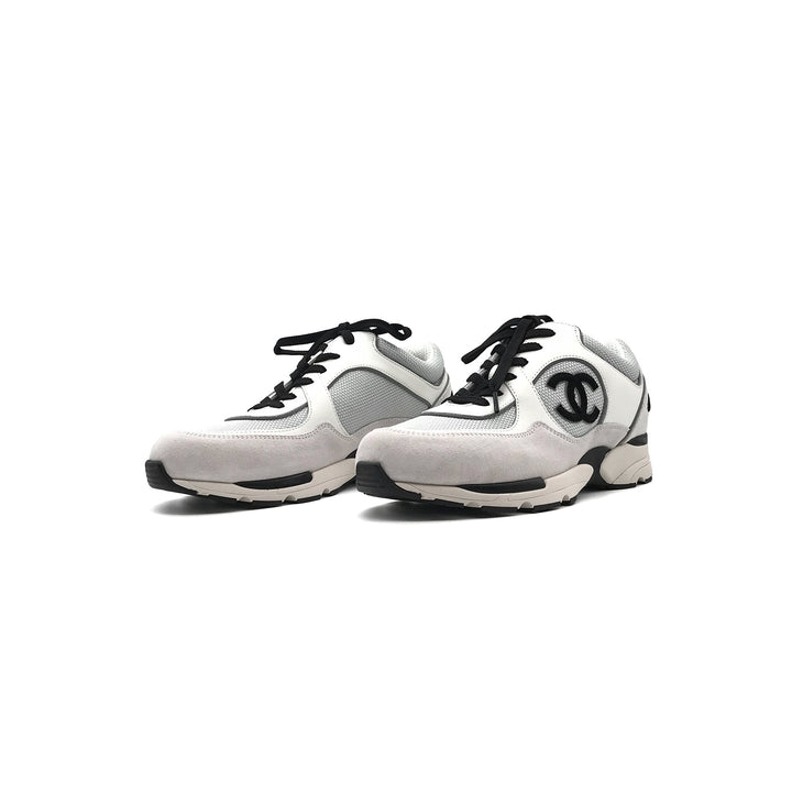 Chanel 22S Mesh Suede Calfskin CC White Sneakers - SHENGLI ROAD MARKET