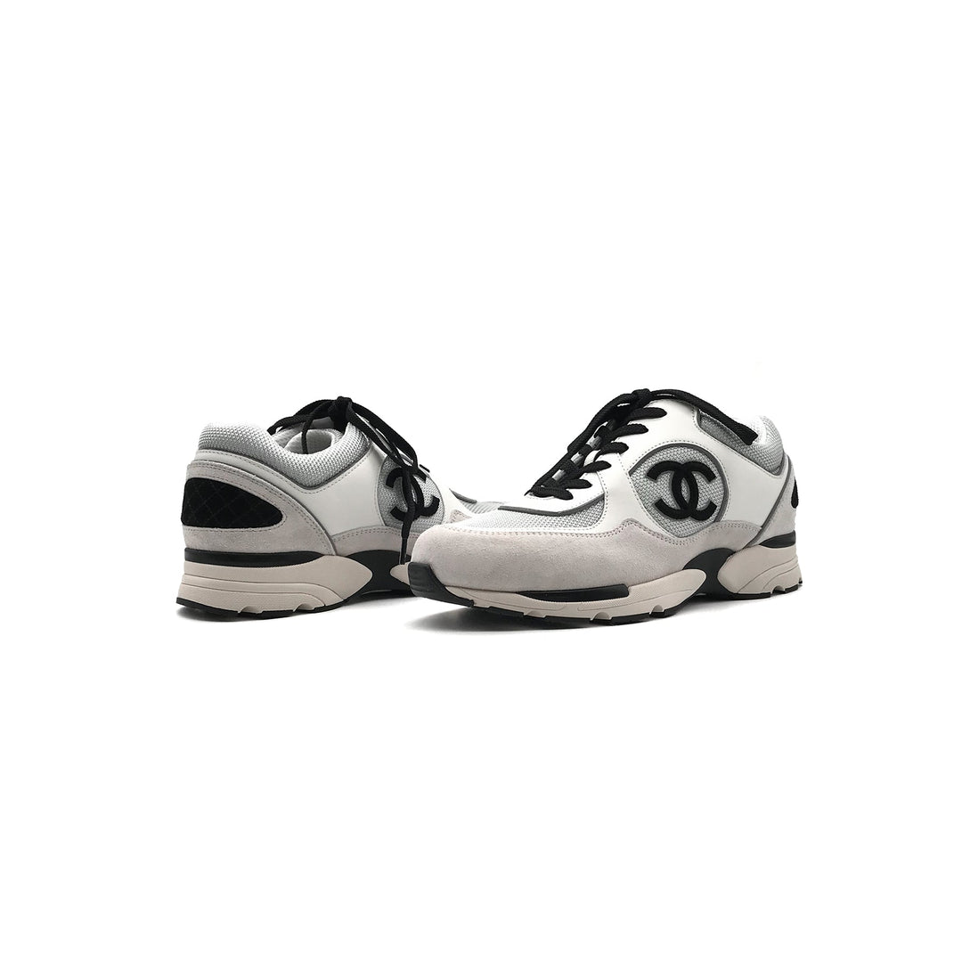 Chanel 22S Mesh Suede Calfskin CC White Sneakers - SHENGLI ROAD MARKET