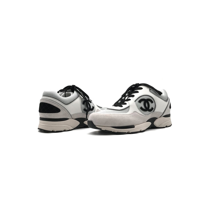 Chanel 22S Mesh Suede Calfskin CC White Sneakers - SHENGLI ROAD MARKET