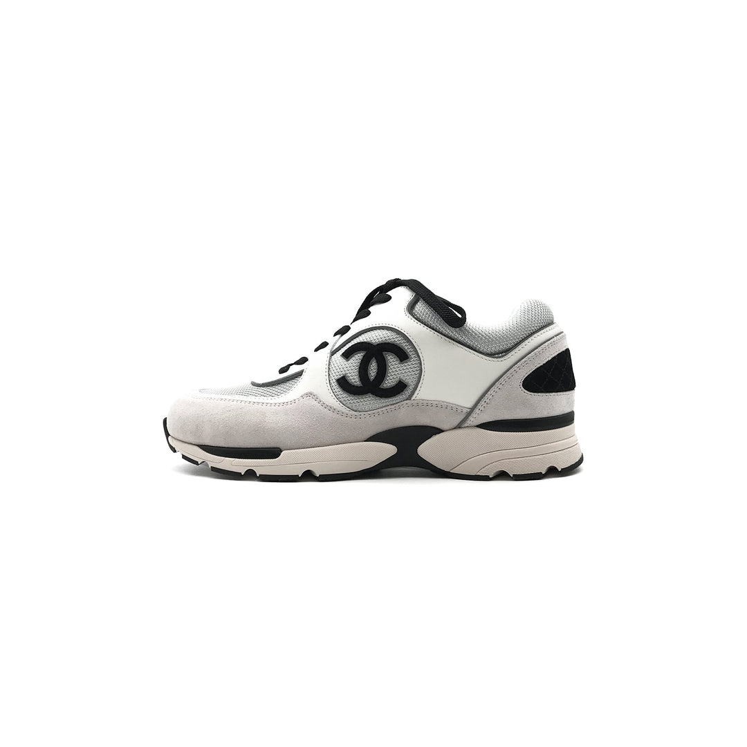 Chanel 22S Mesh Suede Calfskin CC White Sneakers - SHENGLI ROAD MARKET