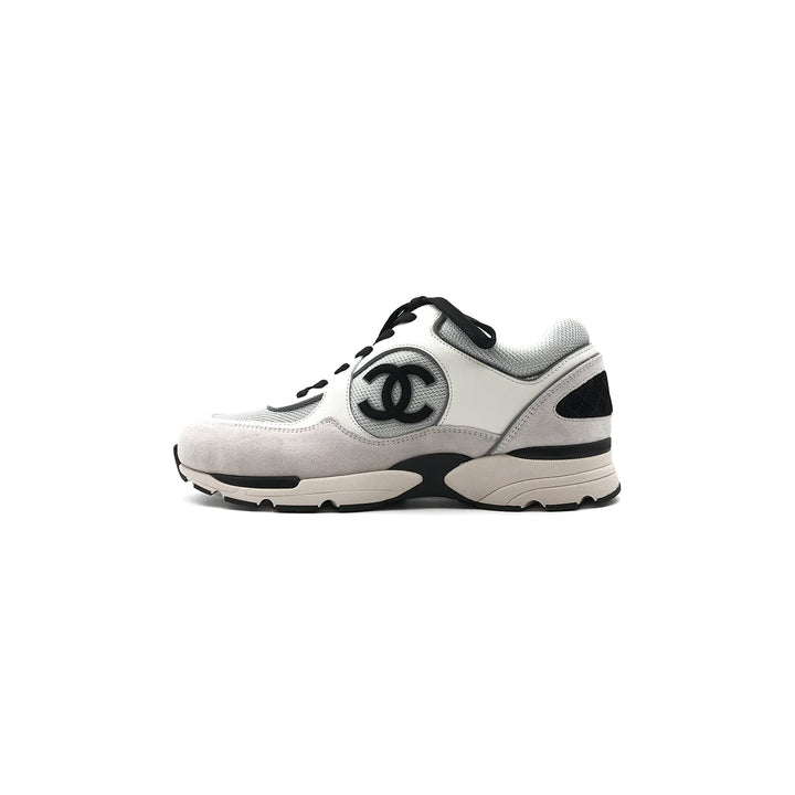 Chanel 22S Mesh Suede Calfskin CC White Sneakers - SHENGLI ROAD MARKET