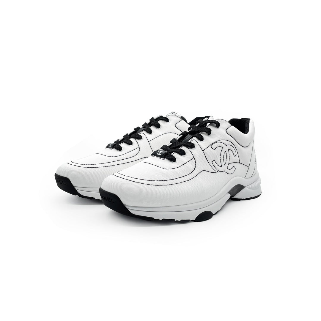 Chanel 25 Cruise White & Black Cotton Sneakers - SHENGLI ROAD MARKET