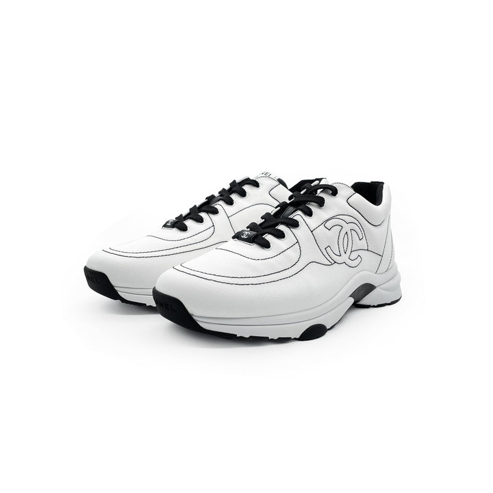 Chanel 25 Cruise White & Black Cotton Sneakers - SHENGLI ROAD MARKET