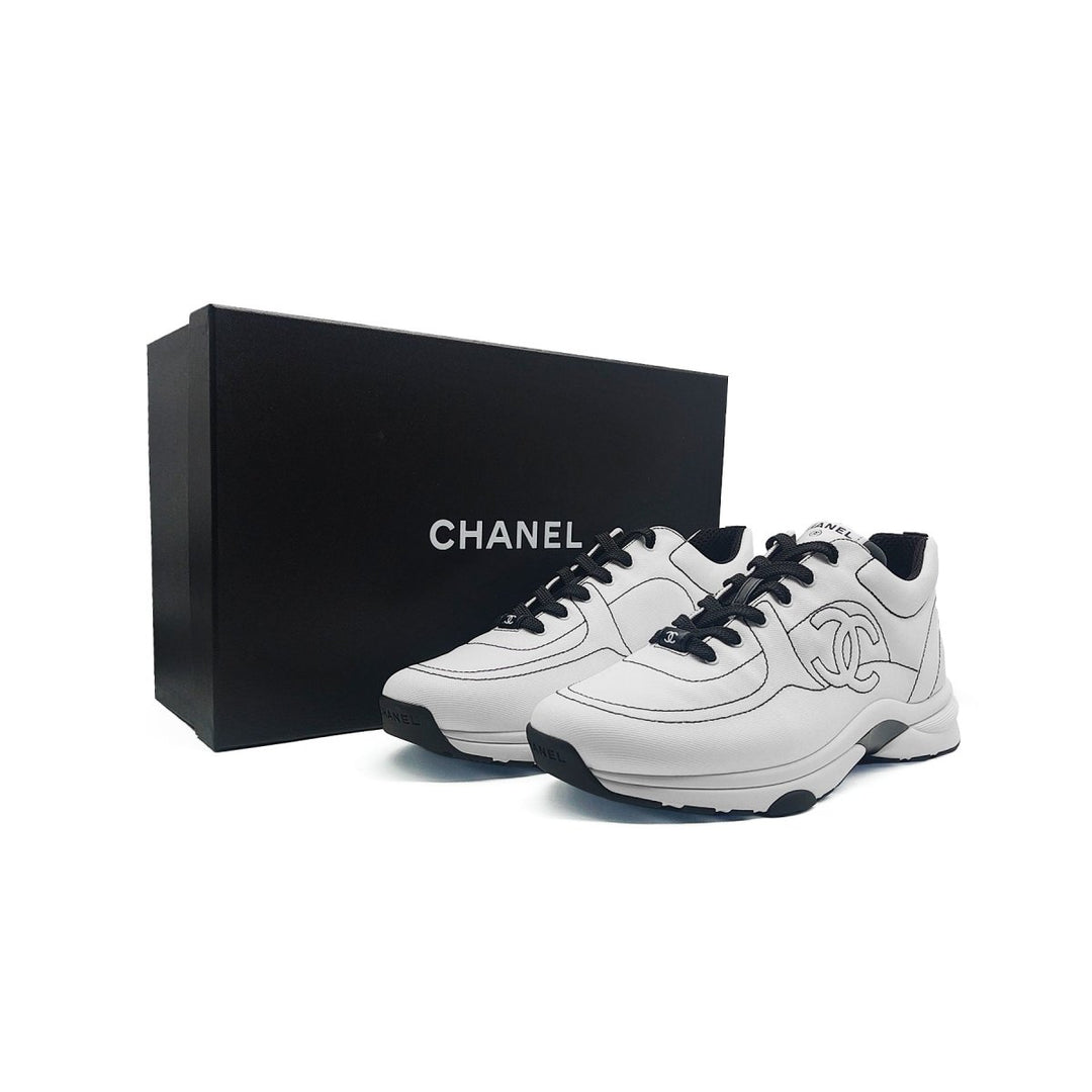 Chanel 25 Cruise White & Black Cotton Sneakers - SHENGLI ROAD MARKET