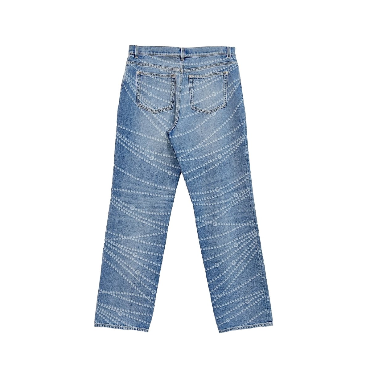 Chanel 25P CC Pearl Light Blue Washed Denim Jeans-SRM