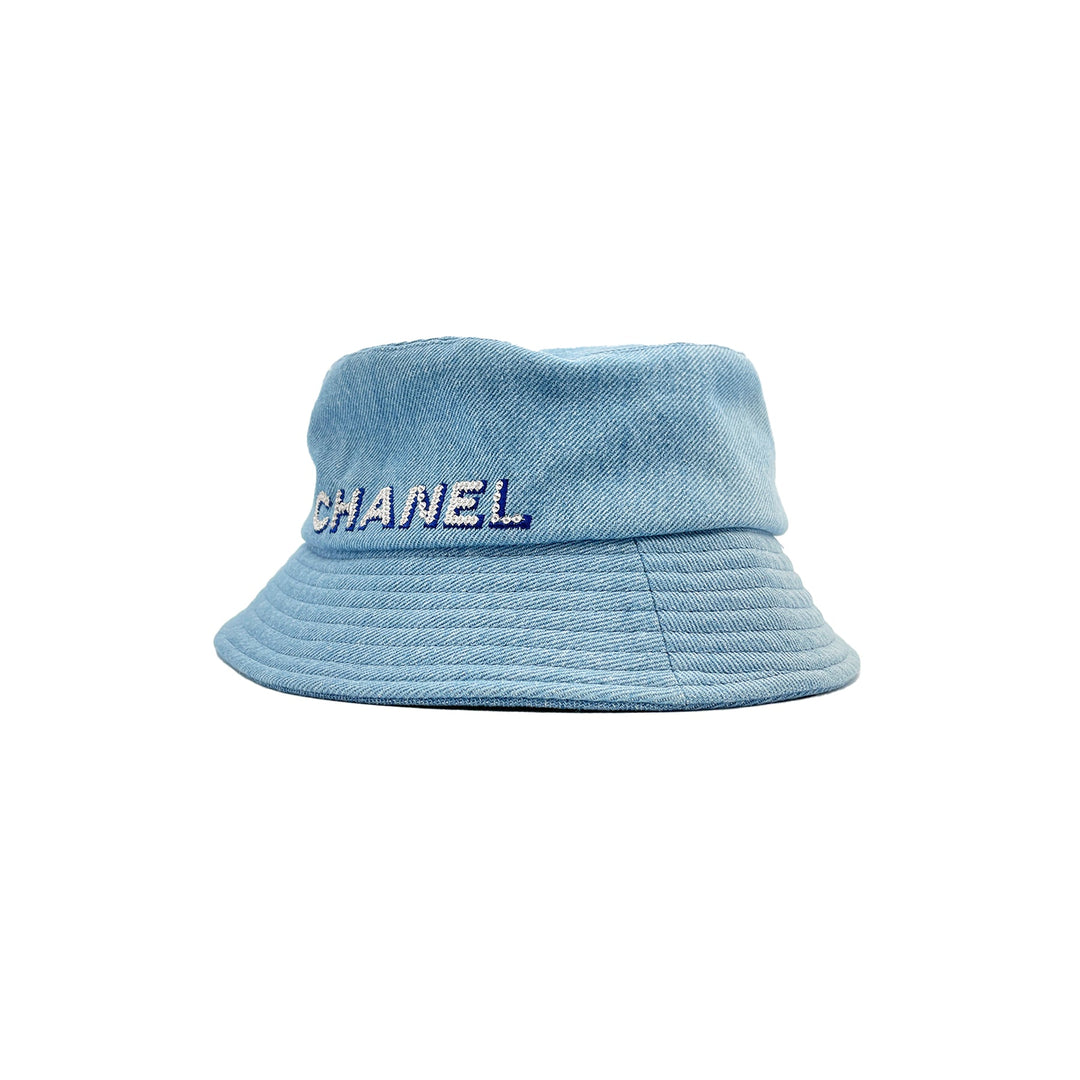 Chanel Blue Denim Sequin Letters Fisherman Hat - SHENGLI ROAD MARKET