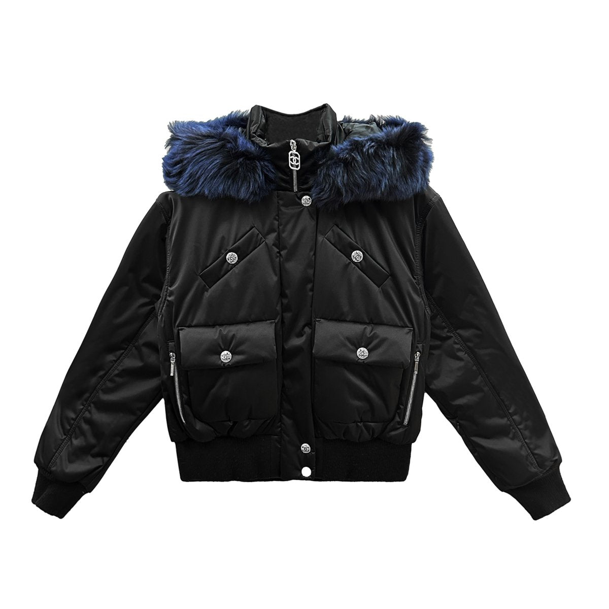 Chanel FUR COLLAR Pocket Zipper Down Jacket - SHENGLI ROAD MARKET