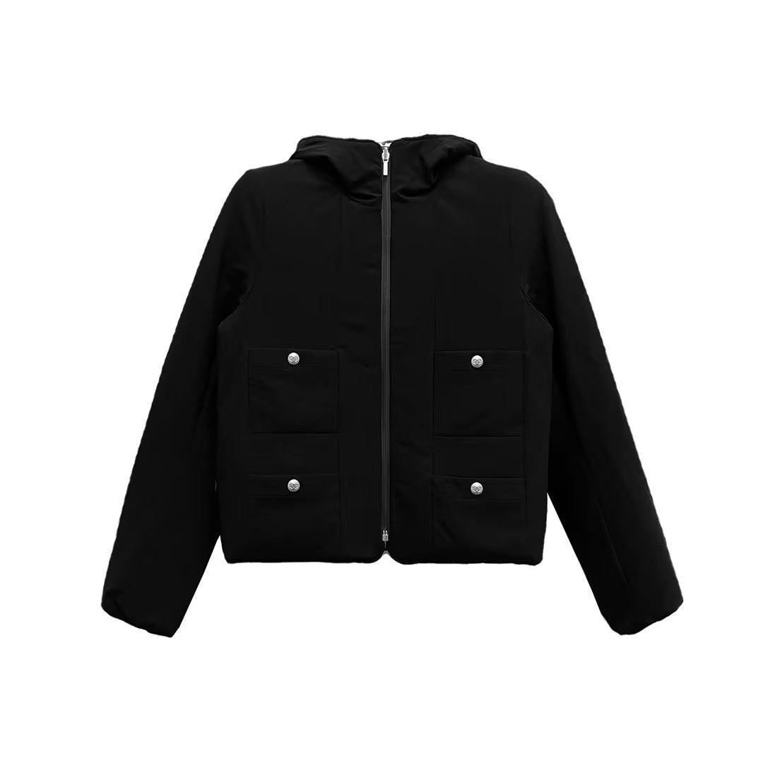 Chanel Letter Print Hooded Down Jacket - SHENGLI ROAD MARKET