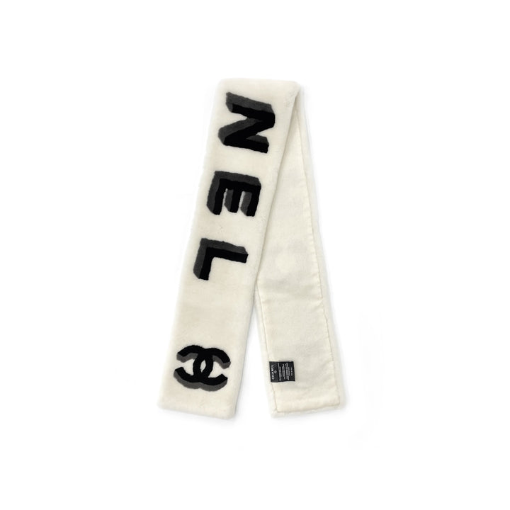 Chanel Shearling Cashmere CC White Scarf - SHENGLI ROAD MARKET