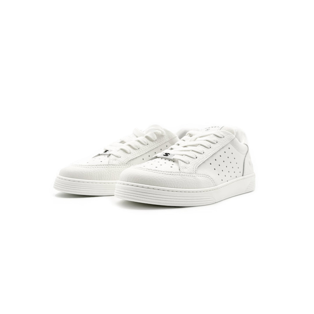 Chanel White Perforated Leather Low Top Sneakers - SHENGLI ROAD MARKET