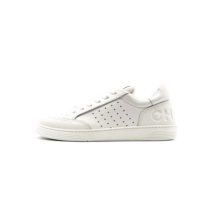 Chanel White Perforated Leather Low Top Sneakers - SHENGLI ROAD MARKET