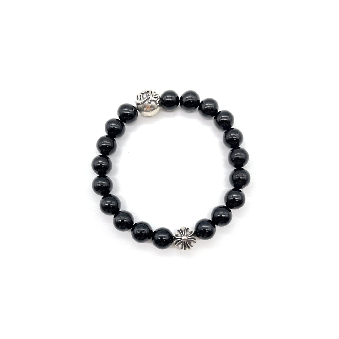 Chrome Hearts 10mm Black 2 Silver Beaded Bracelet - SHENGLI ROAD MARKET