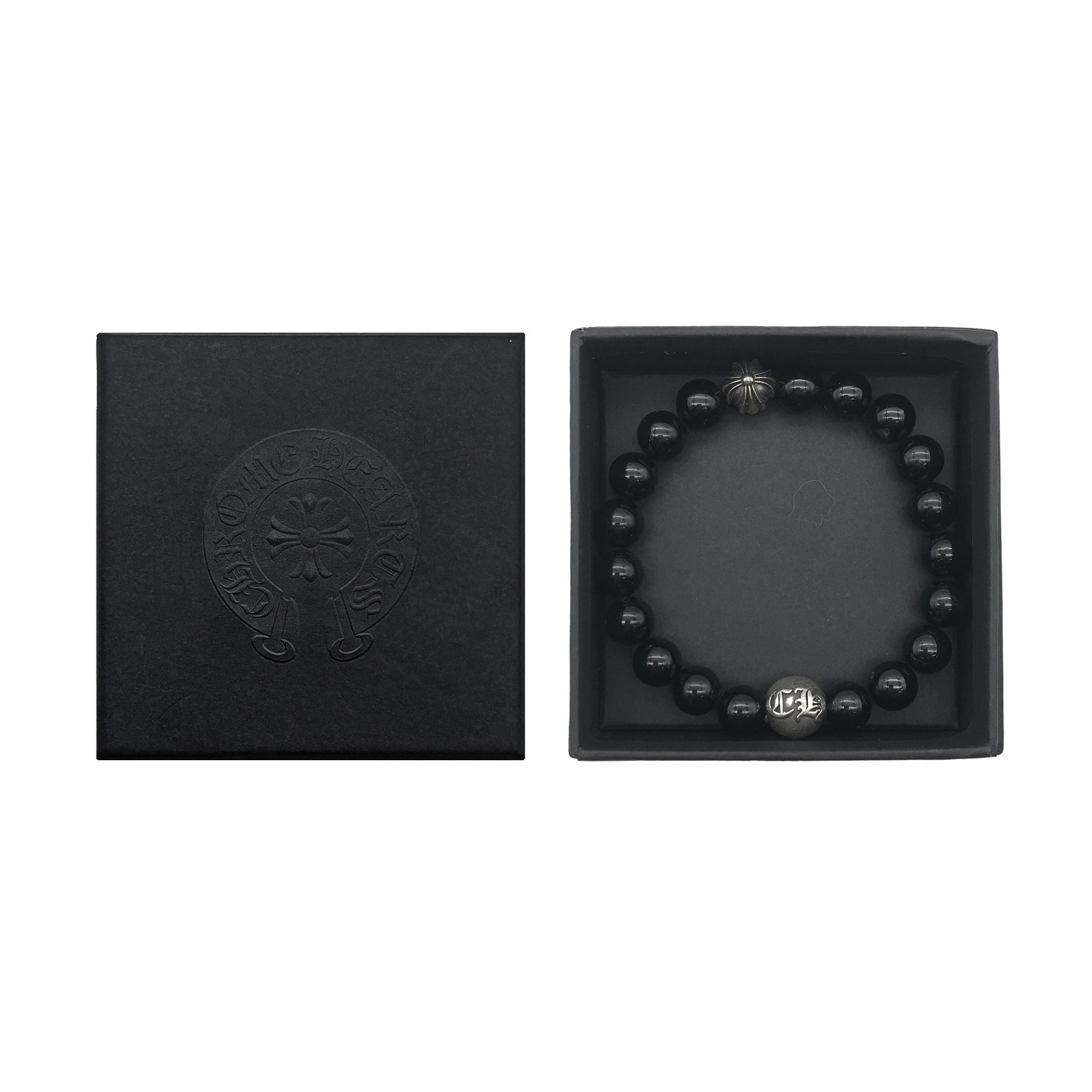 Chrome Hearts 10mm ブラック 2 シルバー ビーズ ブレスレット - SRM