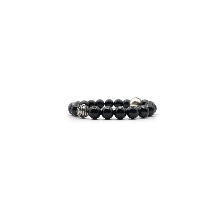 Chrome Hearts 10mm Black 2 Silver Beaded Bracelet - SHENGLI ROAD MARKET