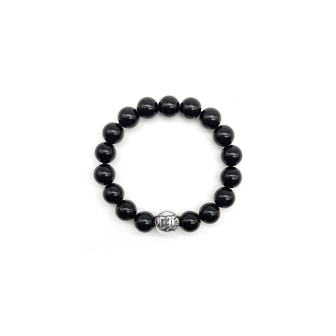 Chrome Hearts 10mm Black Single Silver Bead Cross Bracelet - SHENGLI ROAD MARKET