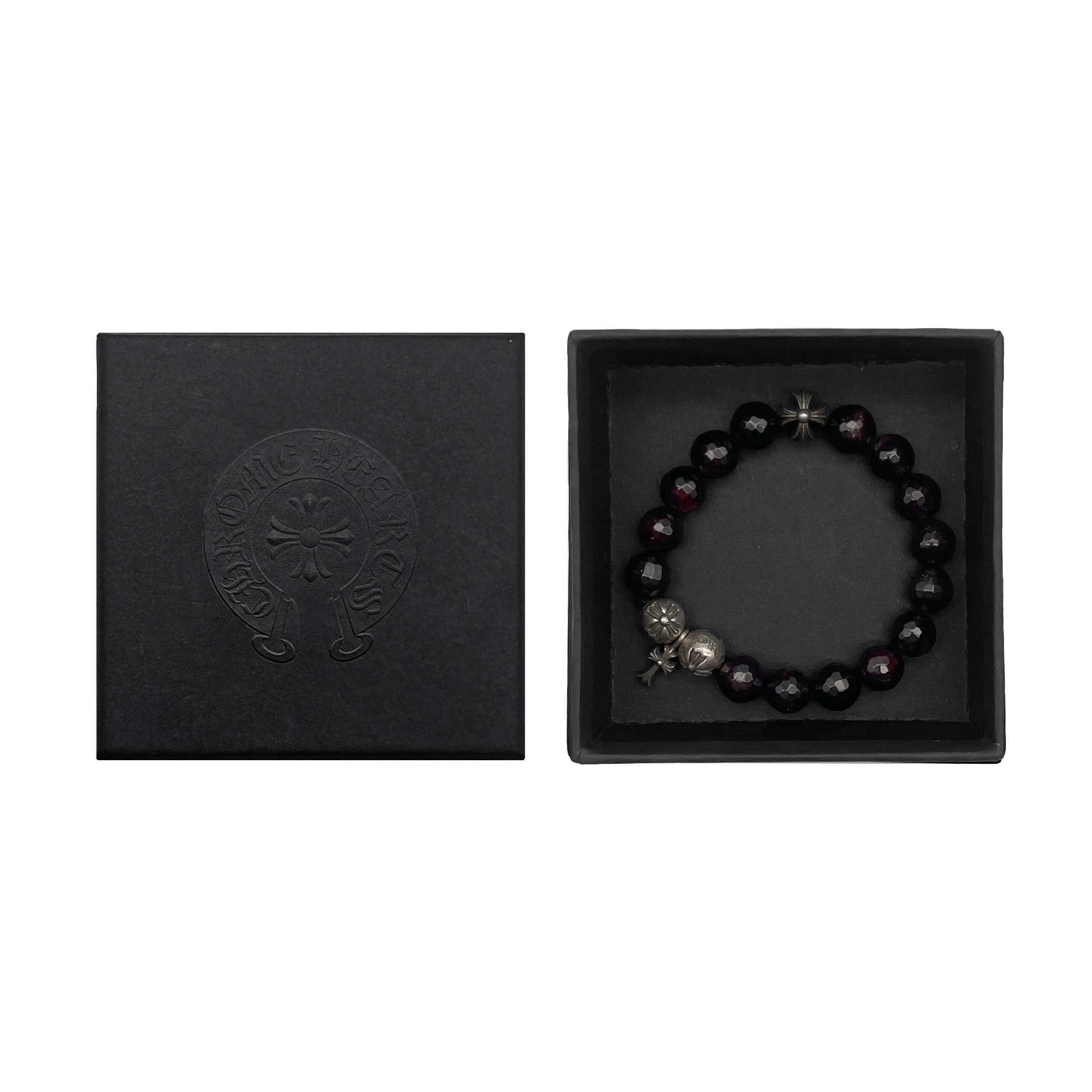Chrome Hearts 10mm Silver Cross Drop Beaded Bracelet - SRM