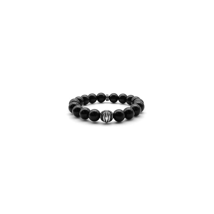Chrome Hearts 10mm Obsidian Silver Cross Beaded Bracelet - SHENGLI ROAD MARKET