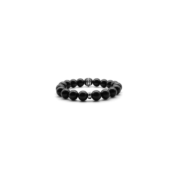 Chrome Hearts 10mm Obsidian Silver Cross Beaded Bracelet - SHENGLI ROAD MARKET