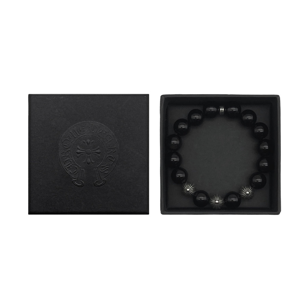 Chrome Hearts 12mm Black Obsidian Bead Bracelet - SHENGLI ROAD MARKET