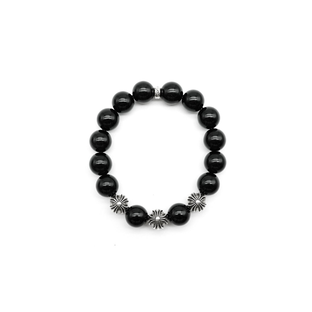 Chrome Hearts 12mm Black Obsidian Bead Bracelet - SHENGLI ROAD MARKET