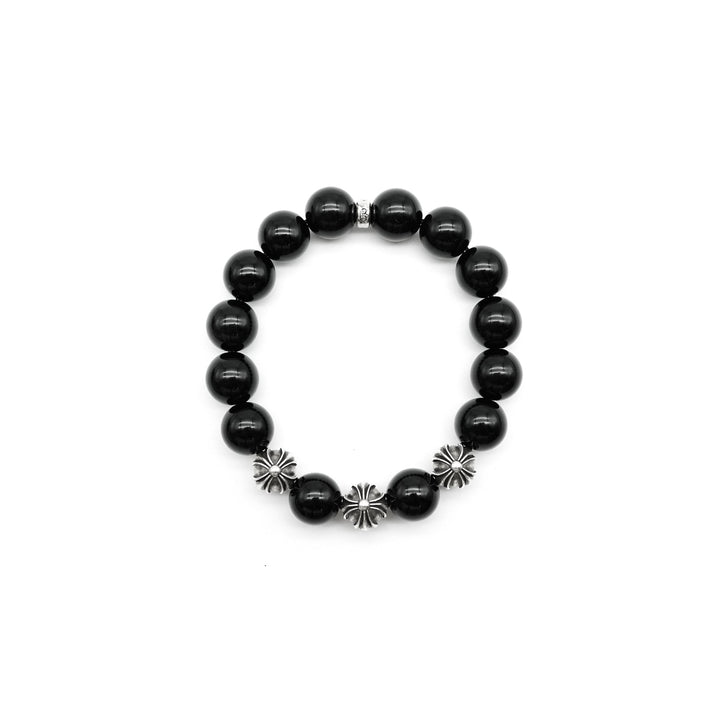 Chrome Hearts 12mm Black Obsidian Bead Bracelet - SHENGLI ROAD MARKET
