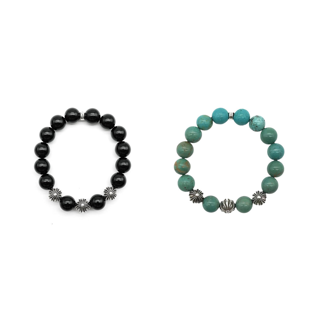CHROME HEARTS　ターコイズビーズブレスレット12ミリ クロムハーツ 12mm シルバー ターコイズ ブレスレット – SHENGLI ROAD