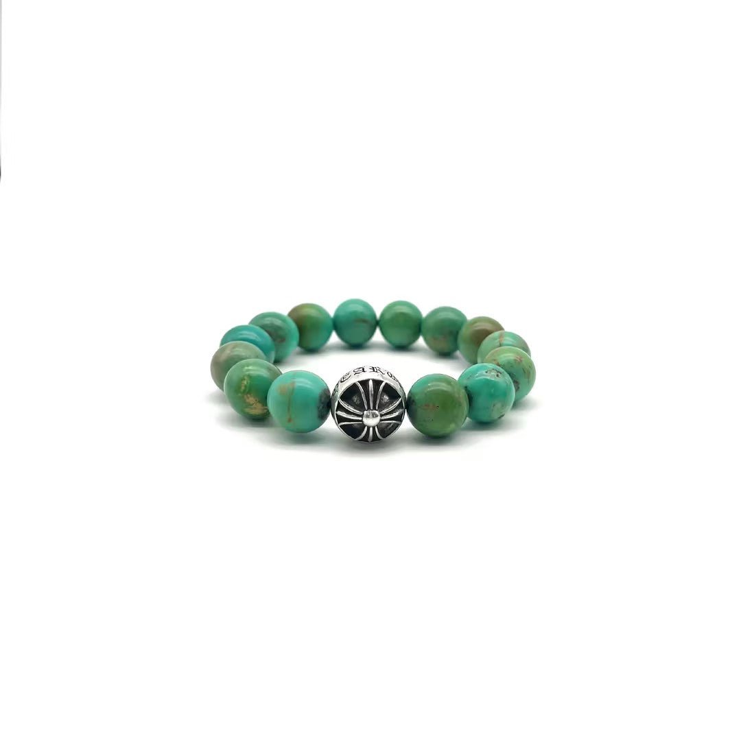 Chrome Hearts 12mm Single Silver Turquoise Bracelet - SHENGLI ROAD MARKET