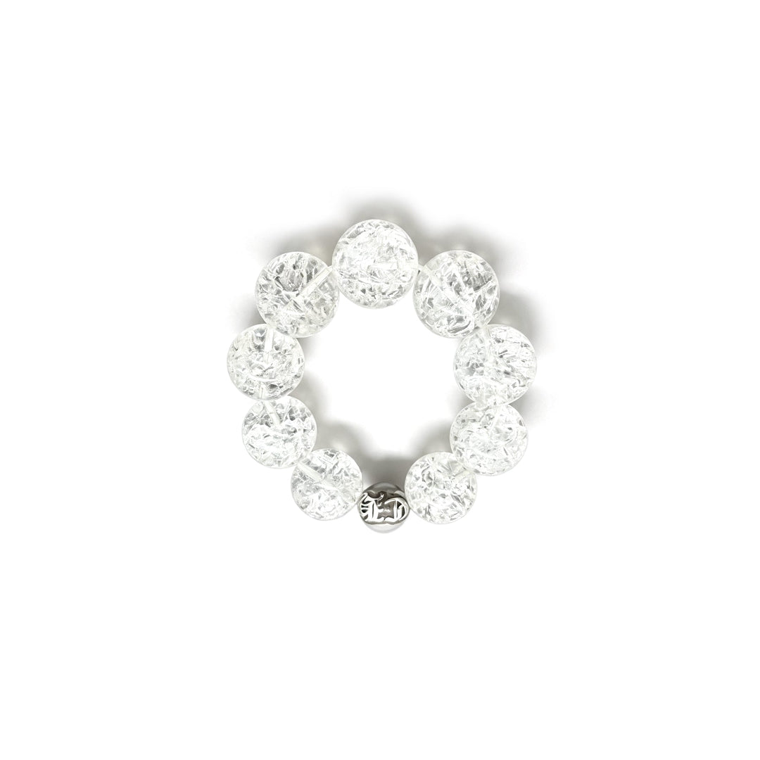 Chrome Hearts 14mm Clear Crackle Crystal Single Silver Beaded Bracelet - SHENGLI ROAD MARKET