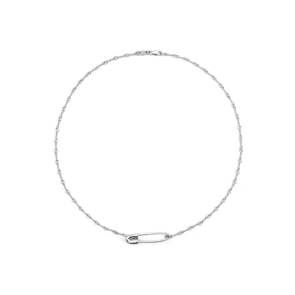 Chrome Hearts 18K Twist Chain Pink Saph Charm Cross Safty Pin Necklace - SHENGLI ROAD MARKET