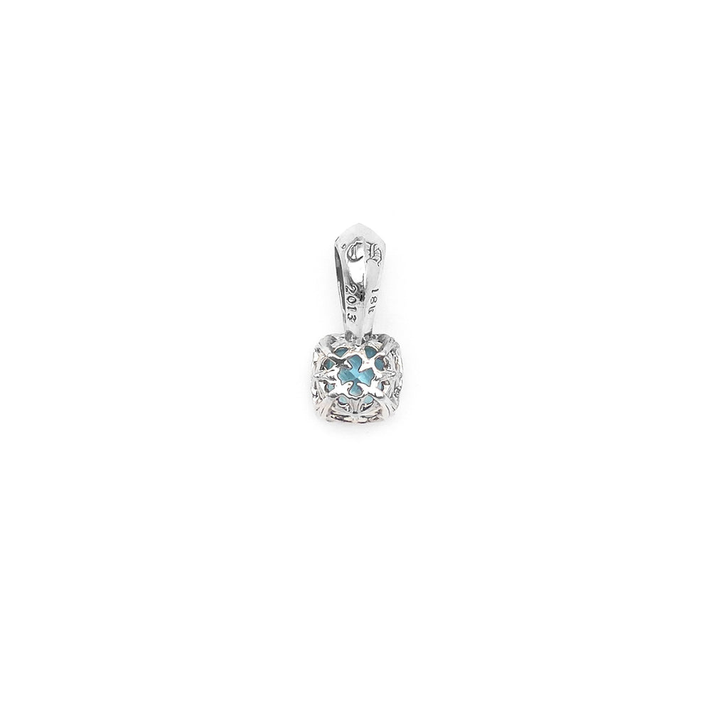 Chrome Hearts 18K White Gold Aquamarine Sugar Cube Charm Pendant - SHENGLI ROAD MARKET