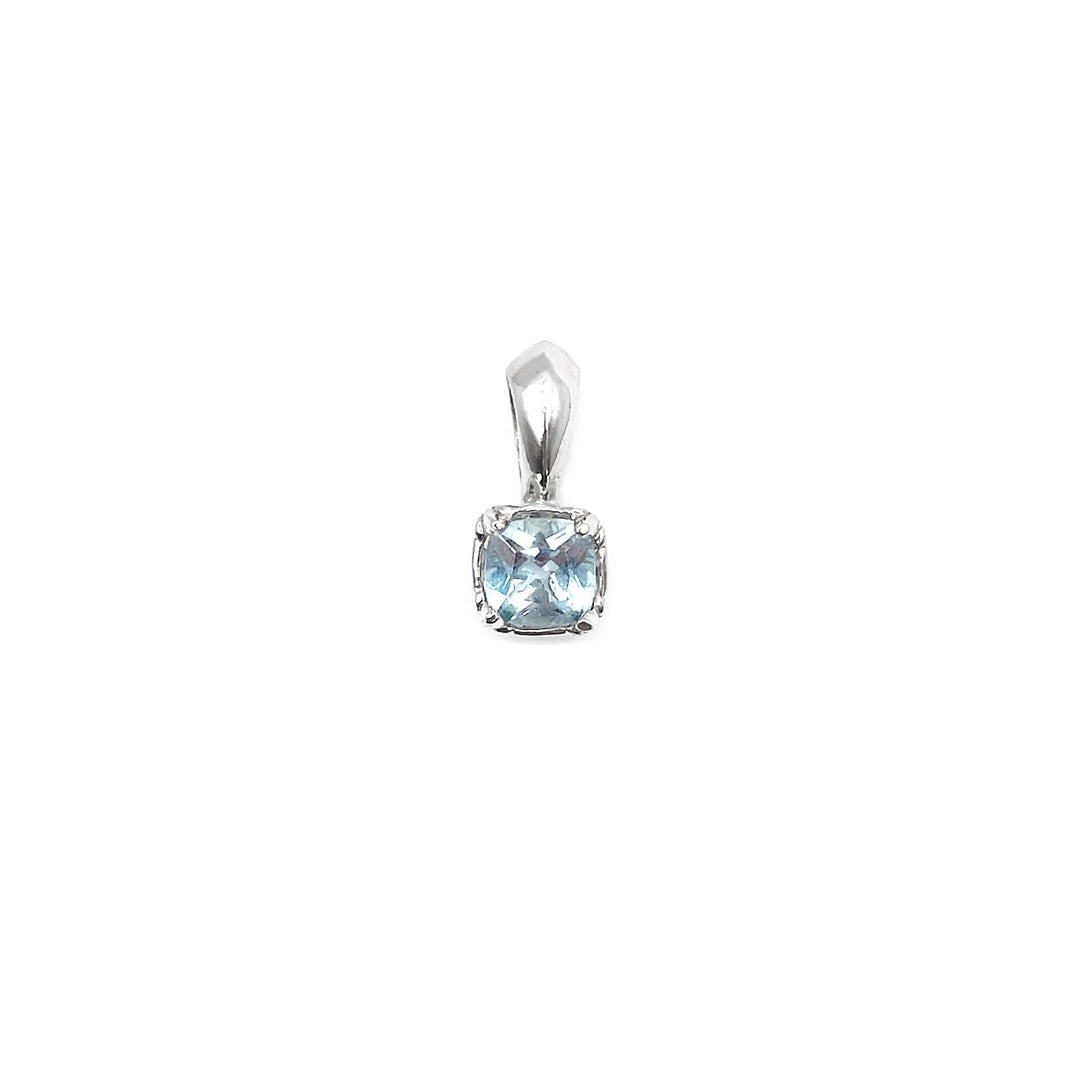Chrome Hearts 18K White Gold Aquamarine Sugar Cube Charm Pendant - SHENGLI ROAD MARKET