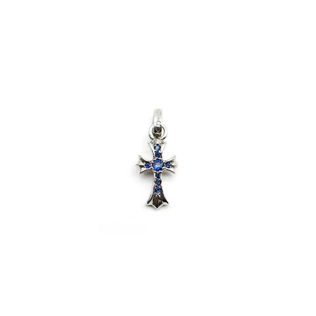 Chrome Hearts 18K W/G Blue Sapphire Babyfat Necklace Charm