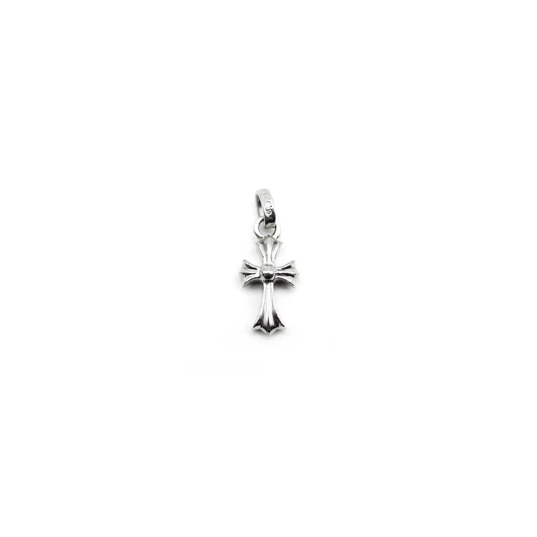 Chrome Hearts 18K White Gold Blue Saph Babyfat Cross Charm Pendant - SHENGLI ROAD MARKET
