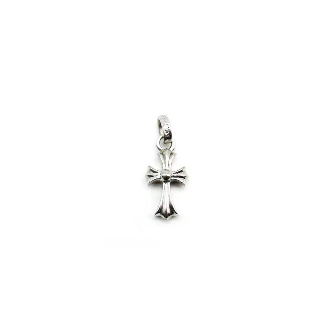 Chrome Hearts 18K White Gold Blue Saph Babyfat Cross Charm Pendant - SHENGLI ROAD MARKET