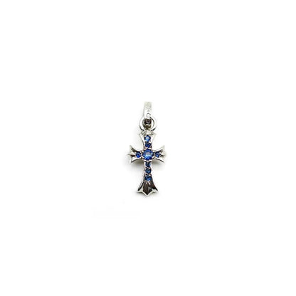 Chrome Hearts 18K White Gold Blue Sapphire Babyfat Necklace Charm - SHENGLI ROAD MARKET